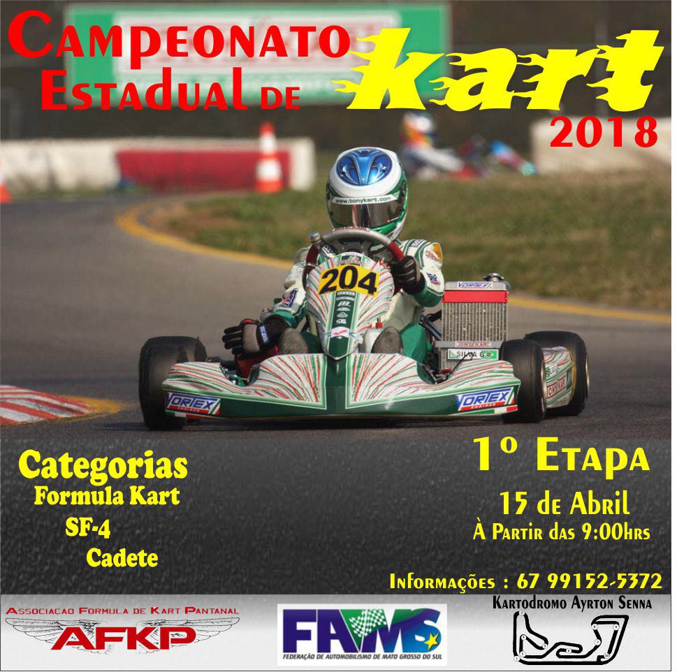 1ª Etapa do Campeonato Estadual de Kart acontece neste domingo na