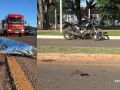 No local do acidente ficaram espalhados o capacete, a viseira, o retrovisor e outros fragmentos da moto.