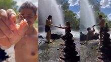 Noiva escorrega em cachoeira durante pedido de casamento no Ceará (vídeo)