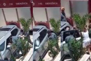 Heróis: bombeiros quebram vidro para resgatar bebê preso em carro blindado