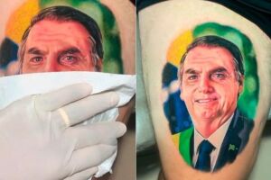 Fã tatua rosto de Jair Bolsonaro na coxa