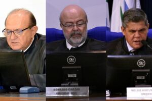 Conselheiros do TCE-MS Osmar Domingues Jerônymo, Ronaldo Chadid e Waldir Neves Barbosa