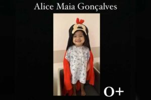 Alice necessita de doação de sangue para tratar de doença em Campo Grande