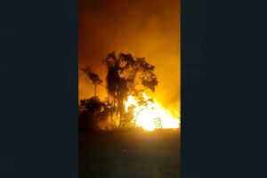 Fogo chega perto da torre da TVE