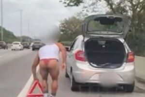 Homem usa calcinha vermelha em rua do RJ
