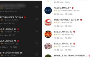 IFood tem restaurantes com nomes alterados para 'Lula Ladrão' e 'Vacina Mata'
