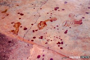 Marcas de sangue ficaram no local