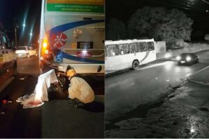 Câmera flagrou o exato momento em que o motociclista acerta a traseira do ônibus