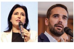 Pré-candidata Simone Tebet e ex-governador Eduardo Leite