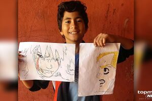 Matheus tem 11 anos e já tem habilidades para desenhar 