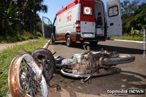 Motociclista foragido tenta fugir, cai e acaba preso em Três Lagoas