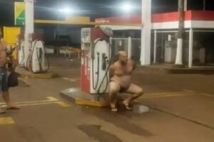 Sem acesso a chuveiro, caminhoneiro viraliza ao tomar banho de torneira em posto de MS (vídeo)