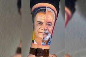 Lula na esquerda e Bolsonaro direita 