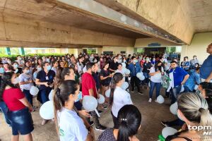 Enfermeiros em manifestação por reajuste na Santa Casa