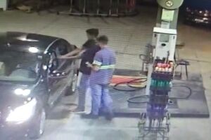 Imagens registraram momento que homem foi assassinado em posto de gasolina da Capital