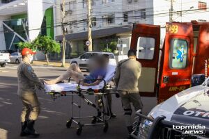 Ciclista ficou ralada e foi para a Santa Casa 