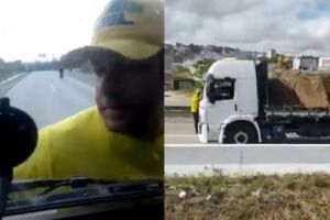 Bolsonarista ficou pendurado na cabine