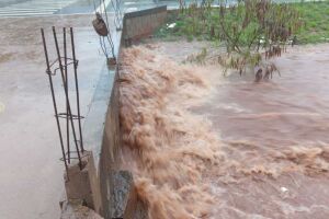 Córrego Anhanduí transbordou por conta do volume da chuva
