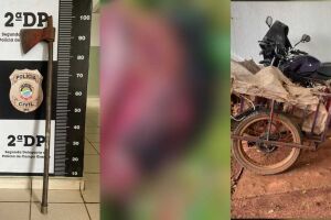 Machado e carrinho usado na morto rapaz