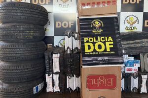 Idosa é presa viajando com cigarros e pneus contrabandeados do Paraguai 