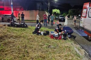 Motociclista teve ferimentos na região das pernas