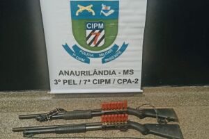 Armas de caça foram apreendidas pela Polícia Militar