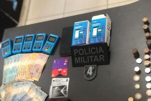 Suspeito do crime tinha dinheiro e máquinas de cartões 