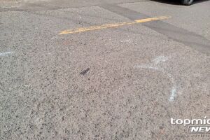 Marcas na rua em que aconteceu o acidente