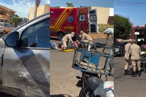 Acidente em cruzamento deixa motoentregador ferido em Nova Andradina 