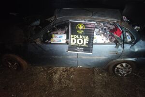 Dupla capota veículo com 1,5 mil cigarros paraguaios em fuga da polícia em Ponta Porã