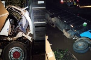 Motorista morre esmagado em batida entre caminhões na Serra de Rio Verde de MT