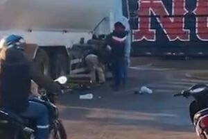 Ciclista é atropelado por caminhão em rotatória, em Sidrolândia