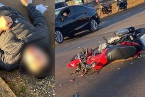 Motociclista fica em estado grave em acidente BR-163 em São Gabriel do Oeste