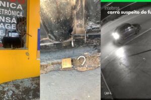 Câmeras de vigilância capturaram imagens de um veículo suspeito