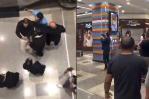  Janones cospe em homem durante briga em shopping de Brasília (vídeo)