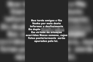 Cantor desfaz dupla após parceiro ser acusado de agressão contra o filho em Campo Grande