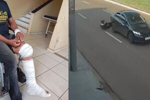 Motociclista de App é atropelado por motorista que foge após acidente na Gunter Hans 