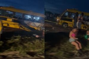 Acidente com ônibus deixa presos às ferragens na BR-163 (vídeo)