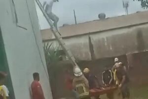 Jovem sofre queimaduras graves após descarga elétrica em obra de comércio em Pedro Juan Caballero 