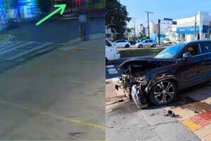 SUV de luxo ficou com a frente destruída após o acidente