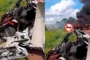 Motorista morre após batida de carreta e carro na BR-262, em Três Lagoas