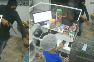 Armado e encapuzado, criminoso assalta padaria em Nova Andradina (vídeo)