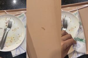 Cliente gravou larva andando na bandeija