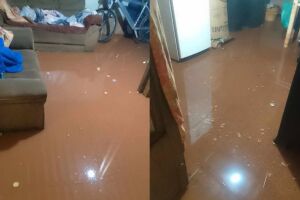 Com casa alagada a cada chuva, moradora vive drama no Jardim Noroeste: 'perde o pouco que temos'