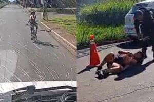 Ciclista teve uma das pernas machucadas