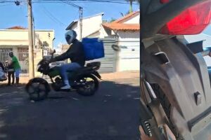Motociclista de aplicativo cai em buraco e tem prejuízo em R$ 600 em Campo Grande (vídeo)