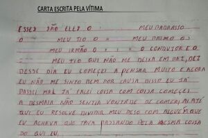 'Passei mal': veja carta de criança estuprada por padrasto e tio
