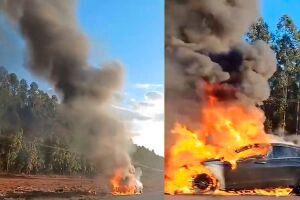 O carro foi consumido pelo fogo