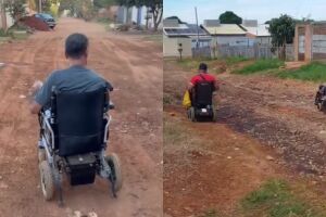 Com ruas sem asfalto e manutenção, cadeirantes não tem vez no Santa Emília (vídeo)