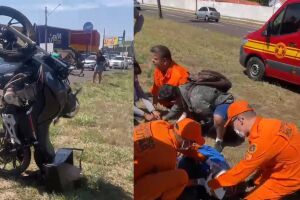 Motocicleta caiu em pé após o acidente